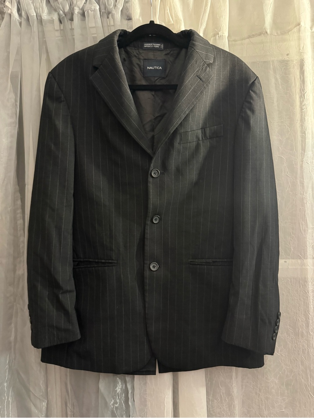 Nautica Black & Charcoal Pinstripe Sport Blazer